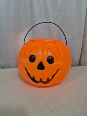 General Foam Plastics Orange Pumpkin Blow Mold Halloween Candy Bucket Basket